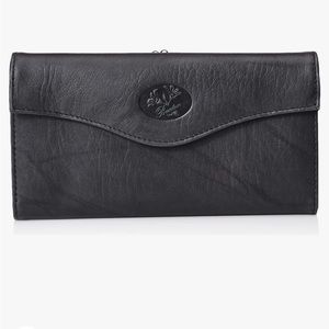 Buxton  Black Leather Long Bifold Organizer Wallet with Coin Purse